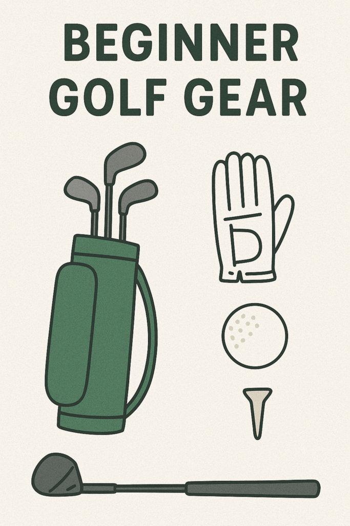The Ultimate Beginner’s Guide to Golf (2025 Edition) 2 Beginner golf equipment including clubs, glove, balls, and a golf bag